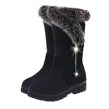 Les femmes hiver gardent bottes de neige chauds tirette chaussures à semelle ronde neige orteil bottes chaudes et douces