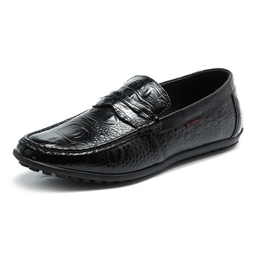 Hommes& Chaussures& de& course& en& cuir véritable confortables Slip on Loafers Flats