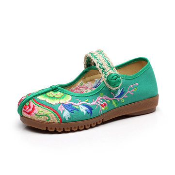 Chinoise Broderie Brodée Slip On Flat Loafers