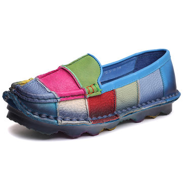 Arc-en-couleur correspondent mocassins en cuir souple plat pour les femmes