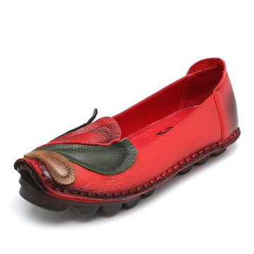 SOCOFY& Cuir& Colorful& Phoenix& Flat& Retro Lazy Loafers