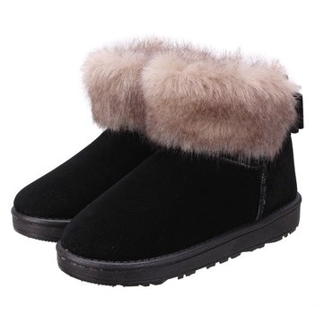 Femmes bottes de neige hiver en peluche chaude fourrure artificielle bottines chaussures bowknot occasionnels