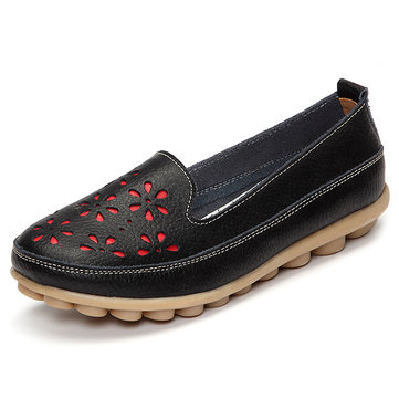 Taille us 5-12 cuir souple floral évider glisser sur des mocassins plats