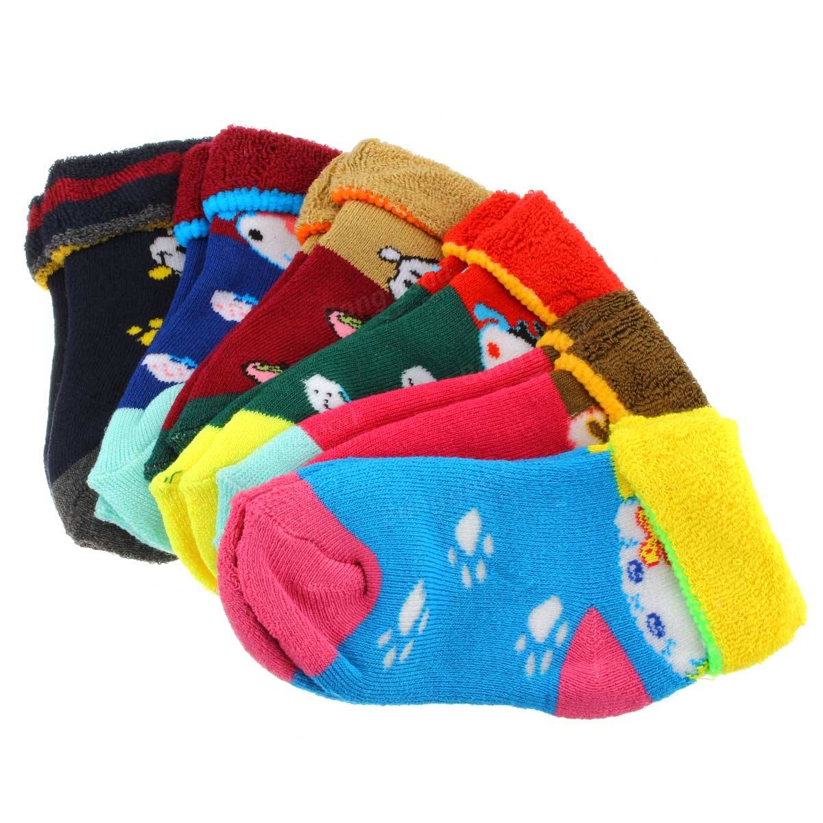 10 pais chaussettes en coton bébé enfant épaississent bas enfant pantoufle antidérapant hiver chaud