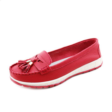 Glands en cuir souple occasionnels chaussures plates glissent sur bout rond chaussures loafer 